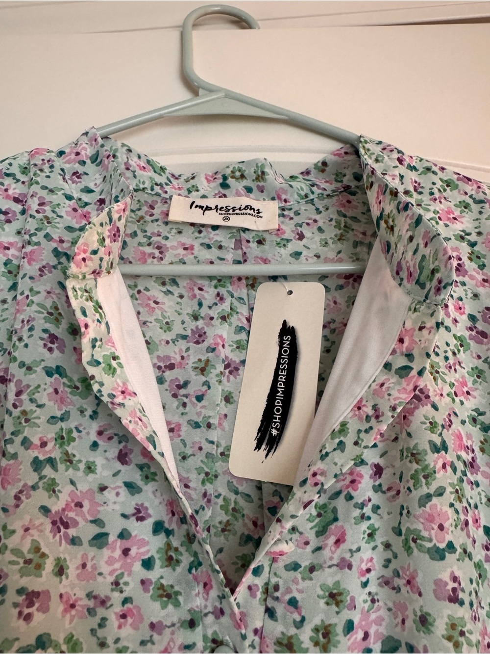 NWT: Impressions Women’s Floral Pink/Green Cotton Dress - Picture 3 of 5